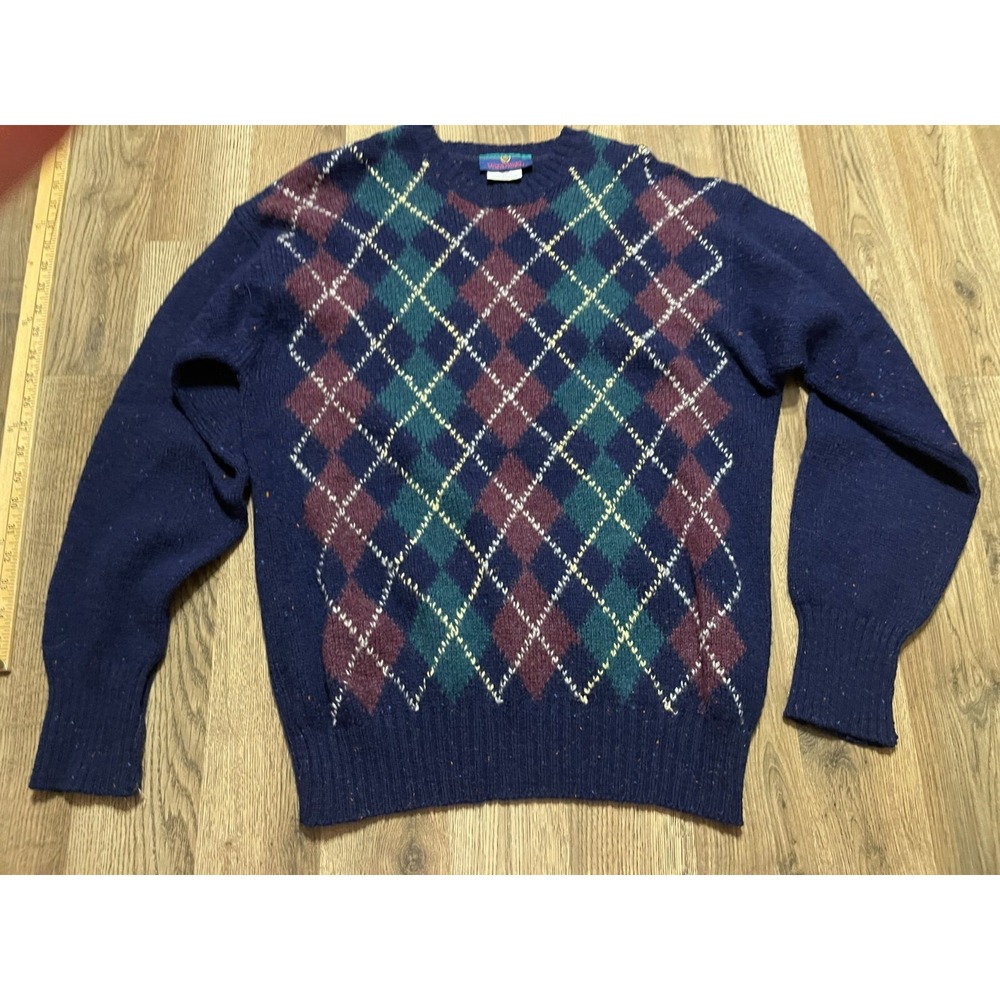 Woodward Sweater, Men's Size Medium, Blue Green Brown, Pullover, Vintage